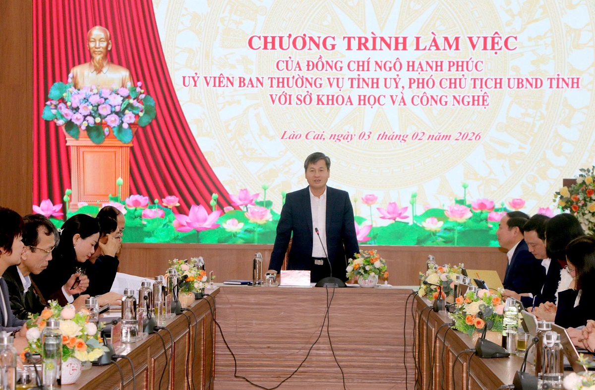 ĐỒNG CHÍ NGÔ HẠNH PHÚC - ỦY VIÊN BAN THƯỜNG VỤ TỈNH ỦY, PHÓ CHỦ TỊCH ỦY BAN NHÂN DÂN TỈNH LÀM VIỆC VỚI SỞ KHOA HỌC VÀ CÔNG NGHỆ VỀ TRIỂN KHAI NHIỆM VỤ NĂM 2026